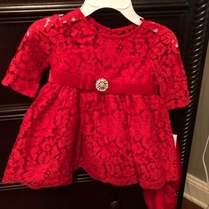 Baby girl red lace formal dress NEW